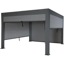 Mendler Pergola MCW-L46 mit Seitenwand Anthrazit 10 cm Alu-Gestell 3 x 4 m