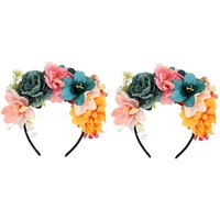 FRCOLOR 2st Stirnband Aus Künstlichen Blumen Hochzeit Blumenkrone Blumen Haarkranz 70er Jahre Stirnbänder Für Frauen Tag Der Toten Mexikanisches Kostüm Kleidung Fein Braut Stoff