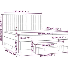 vidaXL Boxspringbett mit Matratze Dunkelblau 180x200 cm Samt