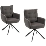 Wolf Möbel WOOD YOU LIKE SEBA Drehstuhl Boom 180°, 2er-Set, Armlehnstuhl, Esszimmerstuhl, Polsterstuhl (Anthrazit)