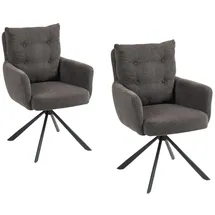 Wolf Möbel WOOD YOU LIKE SEBA Drehstuhl Boom 180°, 2er-Set, Armlehnstuhl, Esszimmerstuhl, Polsterstuhl (Anthrazit)