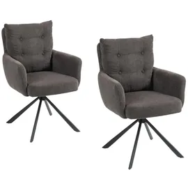 Wolf Möbel WOOD YOU LIKE SEBA Drehstuhl Boom 180°, 2er-Set, Armlehnstuhl, Esszimmerstuhl, Polsterstuhl (Anthrazit)