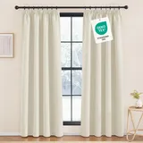 KGORGE Thermovorhang Hitzeschutz Kräuselband 2er Set 220 x 140 cm(HxB) Vorhänge Wohnzimmer Gardinen Thermo Verdunkelungsvorhang für Schienensystem Übergardinen, Hellbeige