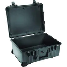 Peli 1560 Langer Schutzkoffer mit Rollen, IP67 Wasser- und Staubdicht, 44L Volumen, Ohne Schaum, Schwarz
