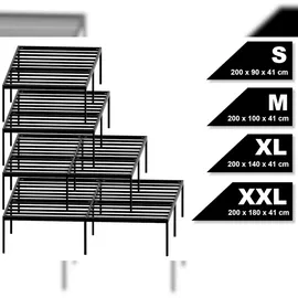 CLP Metallbett Hamlin mit Lattenrost I Stabiles Bettgestell mit Stauraum I Modernes Bett mit belastbarem schwarzem Rahmen