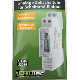 ChiliTec Analoge Tages-Zeitschaltuhr für Schalttafel-Einbau 230V, max. 3500W