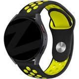 Bandz Pebble Round 2 (20mm) Armband Silikon 'Deluxe' für Pebble Round 2  - Schwarz/Gelb - Druckknopf Verschluss