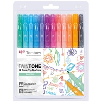 Tombow TwinTone Marker Set 12-Pack, Dual-Tip, Pastel, bunt