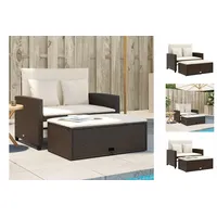 vidaXL Gartensofa mit Kissen 2-Sitzer Braun Poly Rattan