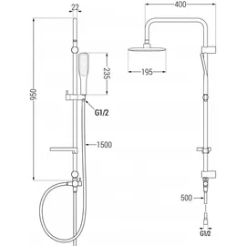Mexen X49 Duschsäule, weiß/gold - 798494991-25