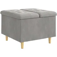 vidaXL Aufbewahrungsottomane mit Kissen Samt 60 x 45 x 60 cm Grau