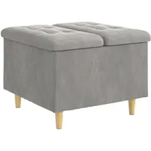 vidaXL Aufbewahrungsottomane mit Kissen Samt 60 x 45 x 60 cm Grau