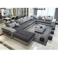 Wohnlandschaft Ecksofa UForm Sofa Couch Leder Design Couch Textil Modern Sofas - Grau