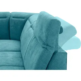 PLACES OF STYLE Ecksofa »Cornwall L-Form«, incl. Sitztiefenverstellung, mit Bettfunktion und Kopfteilverstellung blau
