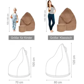 DreamRoots Sitzsack, Hellbraun, Textil, 70x105x70 cm, Oeko-Tex® Standard 100, Wohnzimmer, Hocker, Sitzsäcke, XXL Sitzsäcke