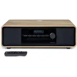 Bigben MIC300IDABBT sw/holz Micro-Anl. 60W,DAB+/UKW,Bluetooth,CD,USB,Induktion (Bluetooth, CD Player), Stereoanlage, Mehrfarbig