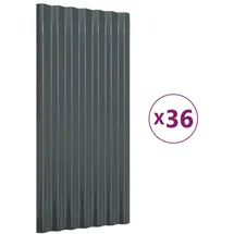 vidaXL Dachpaneele 36 Stk. Pulverbeschichteter Stahl Anthrazit 80x36cm
