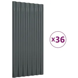 vidaXL Dachpaneele 36 Stk. Pulverbeschichteter Stahl Anthrazit 80x36cm