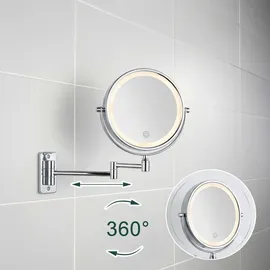 Relaxdays Kosmetikspiegel mit Beleuchtung Wand, Silber