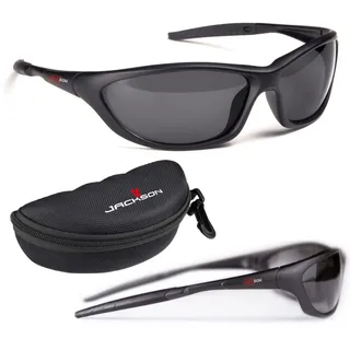 Jackson Polbrille Anglerbrille. Polarisationsbrille Angeln in Profiqualität. Gläserfarbe Grey Mirror. Professionelle Ausführung für Tiefe Einblicke in Gewässer. Lieferung mit Hartschalen-Etui