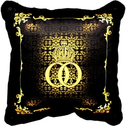Harald Glööckler Luxus Deko Kissen Pompöös by Casa Padrino Barock Muster Schwarz / Gold mit Glitzersteinen - Glööckler Kissen