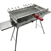 Grillpeter Mangal Edelstahl 2 mm Schaschlickgrill Set mit Spießdreher und Spieße