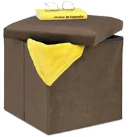 Relaxdays Sitzhocker, mit Stauraum, braun