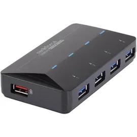 Renkforce 4+1 Port USB 3.2 Gen 1-Hub (USB 3.0) mit Schnellladeport, mit Status-LEDs Schwarz