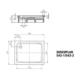 Kaldewei DUSCHPLAN 543-1 75x90cm, 440900010001