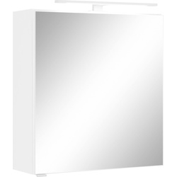 Spiegelschrank HELD MÖBEL "Motiv" Schränke Gr. B/H/T: 60 cm x 64 cm x 20 cm, 1 St., weiß Spiegelschränke mit LED Beleuchtung