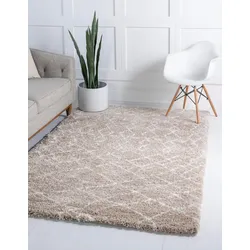 Hochflor-Teppich "Temara Shag Lagerräumung", braun (braun, elfenbeinfarben), B:152cm H:51mm L:244cm, Polypropylen (PP), MYFLAIR MÖBEL & ACCESSOIRES, Teppiche, gewebt, Scandi Design, ideal im Wohnzimmer & Schlafzimmer