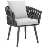Tectake tectake® Stuhl Lugano im Rope-Design, höhenverstellbare Kunststofffüße, 61 x 60 x 73 cm