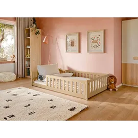 Kids Collective Kinderbett Bodenbett 120 x 200 cm Kiefer massiv natur beige