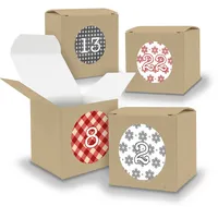 Adventskalender zum Füllen 24x Würfel BRAUN 650mm inkl Stickerbogen V05 Z07