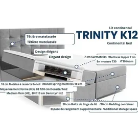 4mybaby GmbH Boxspringbett mit Bettkasten Trinity K-12 Bonellfederkern inkl. Topper - Creme