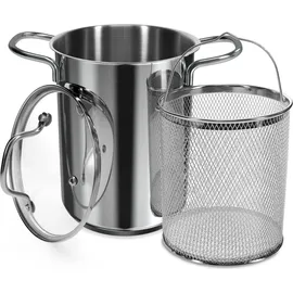 Navaris Spargeltopf Kochtopf Nudeltopf 3,9l - Topf zum Kochen von Spargel oder Spaghetti - aus Edelstahl mit Siebeinsatz - BPA-frei spülmaschinenfest