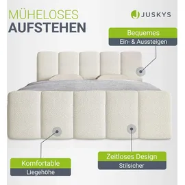 Juskys Boxspringbett Manitoba - Bouclé-Stoff - Creme