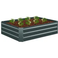 Relaxdays Hochbeet, verzinktes Metall, für Blumen, Pflanzen & Gemüse,
