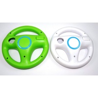 2x Nintendo Wii Lenkrad Grün und Weiss Mario Kart Controller Zubehör Wheel