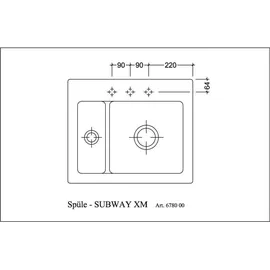 Villeroy & Boch Subway 60 XM rechts stone whte + Excenterbetätigung + Lochbohrungen