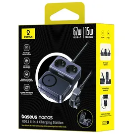 Baseus NOMOS ND11 67W 6-in-1 Wireless Charging Station with Two AC - Schwarz