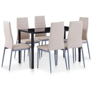 vidaXL 7-tlg. Essgruppe Cappuccino-Braun