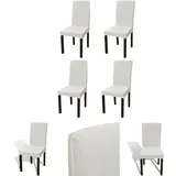The Living Store - Stretch-stuhlhussen Gerade 4 Stk. Creme - Hussen - Creme