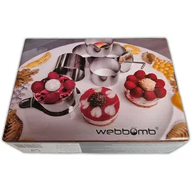 WEBBOMB 8tlg Set Edelstahl Dessertringe Kuchenform Speisenringe Ø 7,5 cm Höhe 5,5 cm rund mit Heber & Stampfer Backringe für runde Mini Kuchen u...