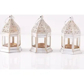 Marrakesch Orient & Mediterran Interior Orientalische Laterne 6er Set Glas/Metall 12 cm inkl. Teelichthalter weiß
