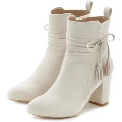 Stiefelette, mit Blockabsatz, High-Heel-Stiefelette, Ankle Boots, Stiefel, Gr. 39, beige, , 42941651-39