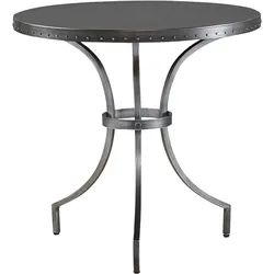 Beistelltisch LEONIQUE "Curated", grau (chrom), B:61cm H:61cm T:61cm, Tische, Beistelltisch, rund, Silbergrau, Metallgestell, Industrie-Look, 61x61