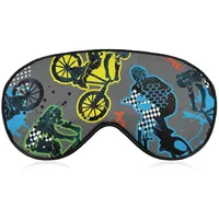 Schlafmaske, Cartoon-Fahrrad-Schlaf-Augenmaske, Augenbinde mit verstellbarem Riemen, Grunge-Stil, weiche Augenabdeckung zum Ausblenden von Lichtern