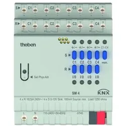 Theben 4940310 KNX Schalt-/Dimmaktor 4-fach, zur Ansteuerung von elektrischen Verbrauchern mit 0-10 V oder 1-10 V Schnittstelle, KNX Data Secure SM 4
