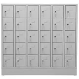 Schrank & Stuhl Mini-Schließfächer | Wertfachschrank | Handytresor 30 Abteile, 110x119x15, Zylinderschlösser, Lieferung komplett montiert, Grau